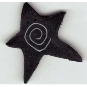  Extra Large Black Swirly Star   Button: Everything Else