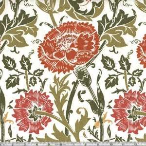  54 Wide Mingei Floral White/Red Fabric By The Yard: Arts 