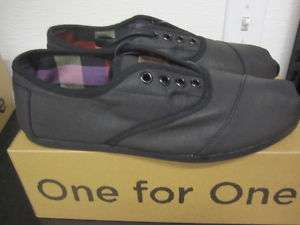 TOMS Cordones Black Waxed Twill Shoes sz 8 13 BNIB $90  