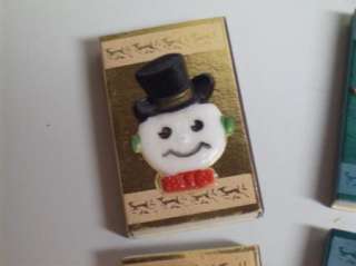 Vintage 50s Christmas Plastic Decorated Matchbox LOT Snowman Angel 