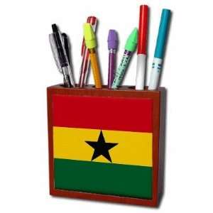  Ghana Flag Mahogany Wood Pencil Holder