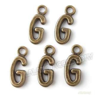 80 Vintage Bronze Letter G Charm Pendant 16x6mm 140871  