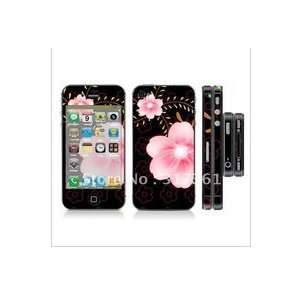 iphone 4s (pink flower) full body skin kit compatible with 4g verizon 