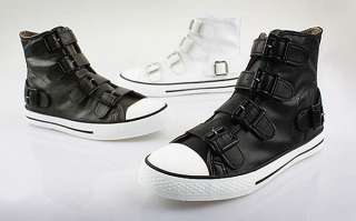 New Womens Stylish Buckle Strap Hi Top Sneakers