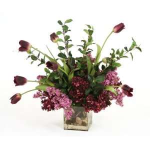  Purple Silk Tulips, Lilacs, Stephanotis, Greenery with 