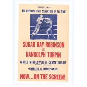 Sugar Ray Robinson vs. Randolph Turpin (1951) 27 x 40 Movie Poster 