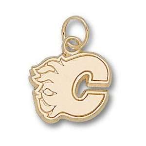  Calgary Flames 14K Gold C Logo 3/8 Pendant: Sports 