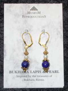 Bukhara Lapis & Pearl Earrings Museum Reproductions  