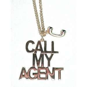 Local Celebrity CALL MY AGENT Necklace in Gold Tone 