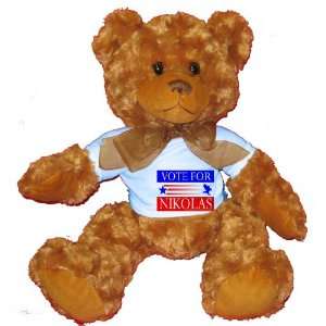  VOTE FOR NIKOLAS Plush Teddy Bear with BLUE T Shirt Toys 