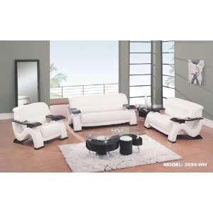  GL 2033 WH White Leather Modern Living Room Set