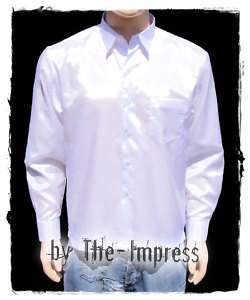 02 White Men Shirt Thai Silk Long Sleeved Business New  