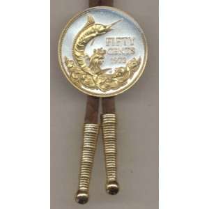  24k Gold on Sterling Silver World Coin Bolo Tie   Bahamas 50 cent 