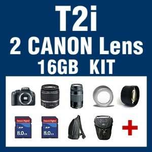  Canon EOS Rebel T2i DSLR Camera with 2 Canon Lenses EF S 