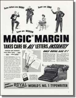 1940 The Royal Magic Margin Typewriter Print Ad  