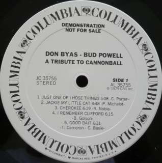 DON BYAS LP tribute to cannonball NM DEMO WLP bud powell VINYL RECORD 