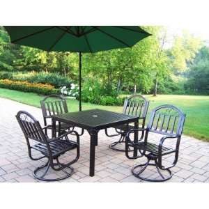   5pc Swivel Dining Set with Cantilever Umbrella: Patio, Lawn & Garden