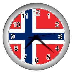    CLEARANCE SALE CHEAP Norway Flag Silver Wall Clock 
