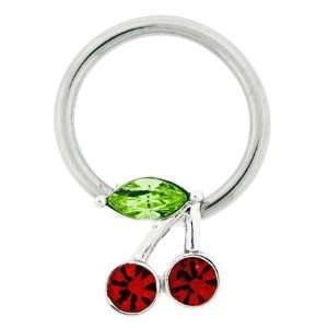   Crystal Cherry Captive Bead Ring 14G 1/2 Sold Individually Jewelry