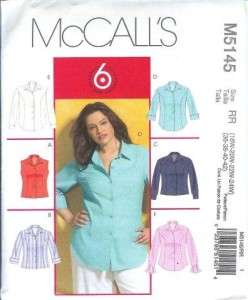 McCalls Sewing Pattern Blouses Tops Shirts Tunics Plus Size 18W 20W 