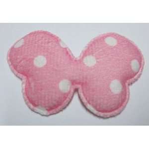  30pc Pink Polka Dots Butterflies Fabric Padded Appliques 