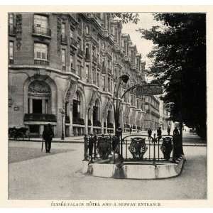  1910 Print Metro Entrance Subway Elysee Palace Hotel Paris 