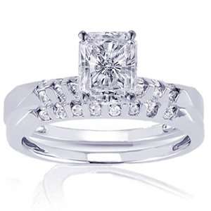   Radiant Cut Diamond Wedding Rings Set SI1 J 14K: Fascinating Diamonds