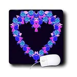   Hearts   Blue and Pink Fancy Floral Heart   Mouse Pads: Electronics