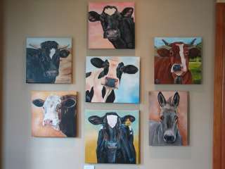 Holstein cow farm hereford calf fine art painting  