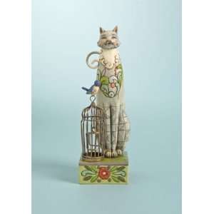  Jim Shore Heartwood Creek from Enesco Tall Cat with Bird Cage 