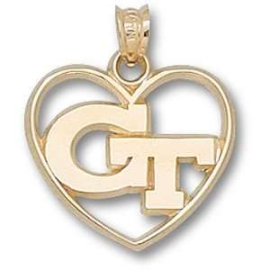  Georgia Tech New GT Heart Pendant (Gold Plated) Sports 