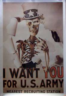 Want You Anti War Campaign Poster Skeleton 26x38  