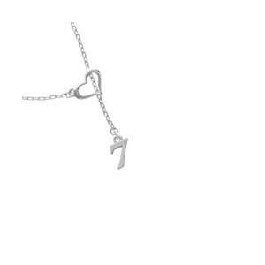 Silver Number   7   Silver Plated Heart Lariat Charm Necklace [Jewelry 