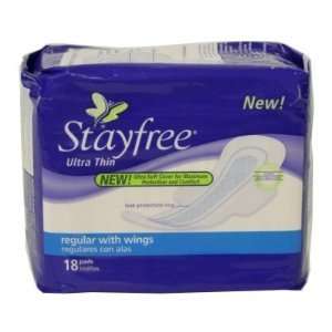  Stayfree Ultra Thin Pads, Regular with Wings 18 Count   4 