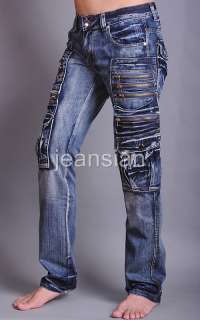 3MU Mens Designer Jeans Pants Denim Stylish Matrix Zip Trend W30 32 34 