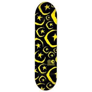 Foundation All Over Star and Moon Skateboard Deck (Black/Yellow, 8.0 