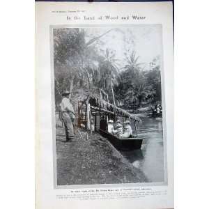   1907 Rio Cobra River Jamaica Boat People Trees Country