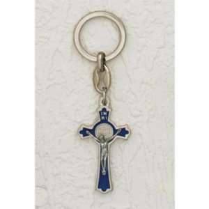  6 St. Benedict Cross Silver Plated with Blue Enamel 