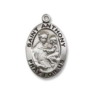  Sterling Silver St. Anthony of Padua Medal Pendant with 18 