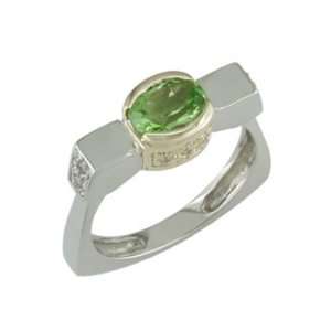  Ceci   size 9.00 14K Gold Peridot & Diamond Ring: Jewelry