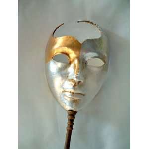   Lucia Masquerade Full Face Cut Out Stick Carnival Mask