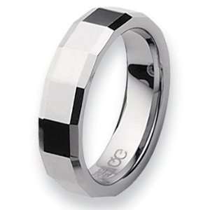  Chisel Beveled Edge Polished Faceted Tungsten Ring (6.0 mm 