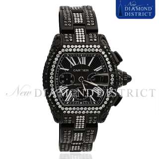  BLACK & WHITE DIAMOND EXTRA LARGE CARTIER ROADSTER CHRONOGRAPH WATCH