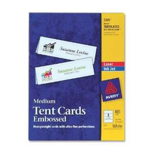  Laser/Inkjet Tent Cards,Perforated,8 1/2x2 1/2,100/BX,WE 