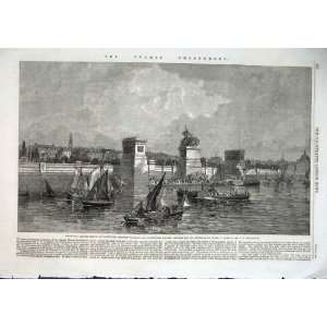  Pier Between Waterloo & Blackfrirs Doe Stem Boats 1863
