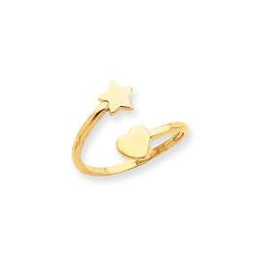  Heart and Star Toe Ring in 14 Karat Gold Jewelry