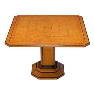    Art Deco Burled Walnut Square Pedestal Table