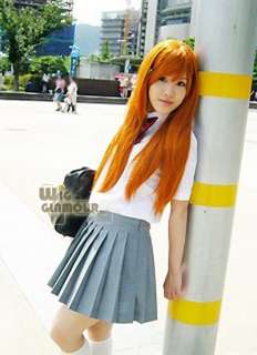 Bleach OrIhime Inoue Cosplay Long Straight Orange Fashion Hair Wig 