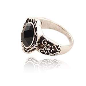 JE061 Black Diamond Solitaire Ring, Polished Stainless Ring Jewelry 