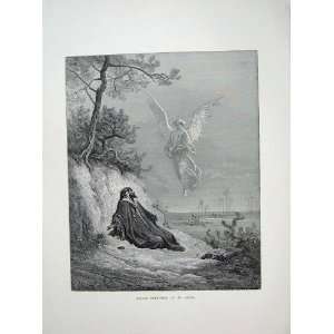  1870 Dore Bible Elijah Nourished Angel Trees Fine Art 